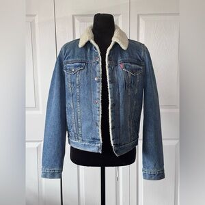 Levi’s Blue Denim Jacket with Sherpa Collar